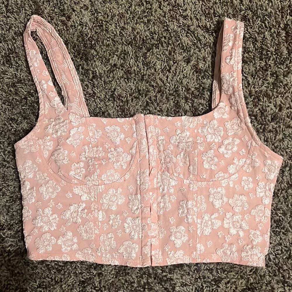 Wild Fable Pink Floral Embroidered Corset Top